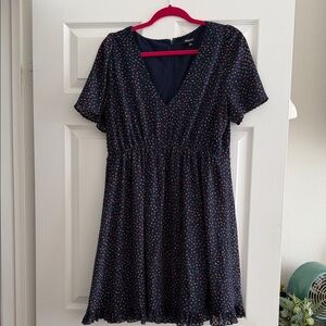 Madewell textured navy printed open dress